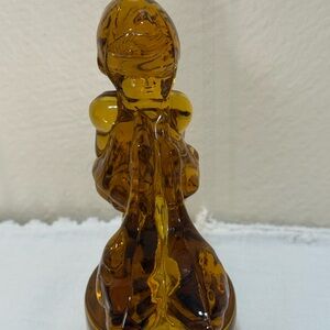 Vintage Hummel Amber Glass Girl With Geese